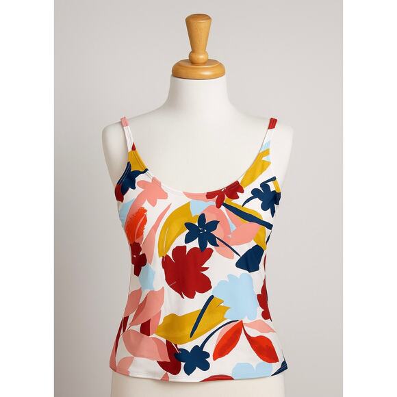 Catalina‎ Multicolor Floral Print Tankini Swim Top XL Scoop Neck NWT Stretch - Picture 1 of 8